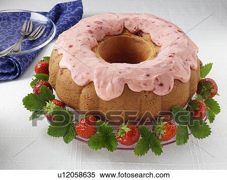 Stock Photography - Strawberry bundt cake. Fotosearch