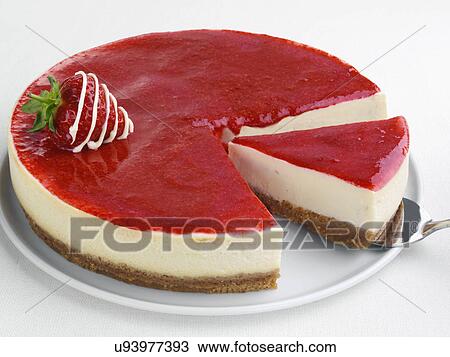 Stock Image - Strawberry cheesecake. Fotosearch