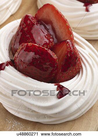 Strawberry meringue nest View Large Photo Image Stock Image - Strawberry meringue nest. Fotosearch