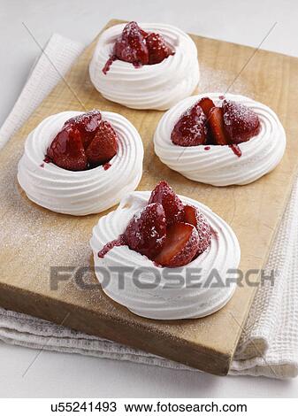 Strawberry meringue nests View Large Photo Image Stock Image - Strawberry meringue nests. Fotosearch