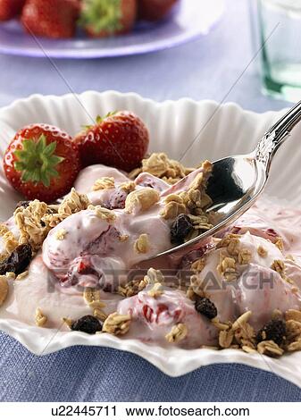 Strawberry yoghourt with red ripe strawberries View Large Photo Image Stock Image - Strawberry yoghourt with red ripe strawberries. Fotosearch