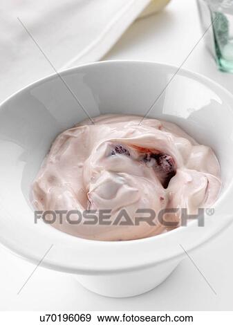 Strawberry yoghourt with red ripe strawberries View Large Photo Image Stock Photo - Strawberry yoghourt with red ripe strawberries. Fotosearch