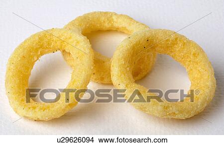 Three Onion Ring Crisp Snacks On White View Large Photo Image Picture - Three Onion Ring Crisp Snacks On White. Fotosearch