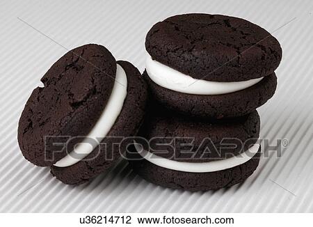 Stock Image - Three Oreo Cookies On White. Fotosearch