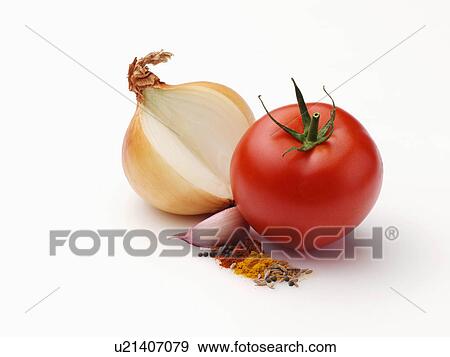 Tomato onion garlic fenugreek cumin turmeric chili powder View Large Photo Image Stock Photo - Tomato onion garlic fenugreek cumin turmeric chili powder. Fotosearch
