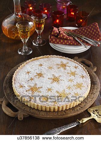 Traditional Spanish Santiago almond tart View Large Photo Image Stock Photo - Traditional Spanish Santiago almond tart. Fotosearch