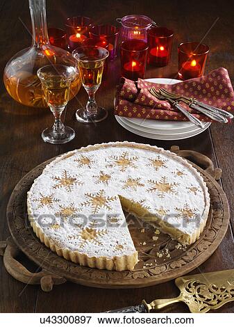 Traditional Spanish Santiago almond tart View Large Photo Image Stock Photo - Traditional Spanish Santiago almond tart. Fotosearch