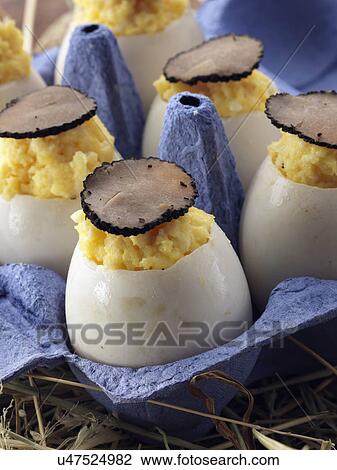 Truffle scrambled duck eggs in a carton View Large Photo Image Stock Image - Truffle scrambled duck eggs in a carton. Fotosearch