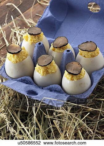 Truffle scrambled duck eggs in a carton View Large Photo Image Stock Image - Truffle scrambled duck eggs in a carton. Fotosearch