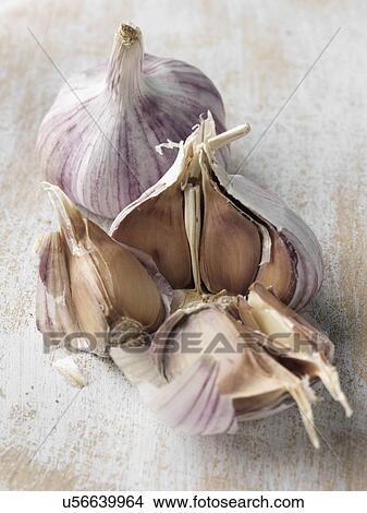 Picture - Two heads of garlic. Fotosearch