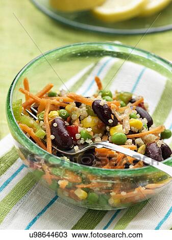 Vegetarian quinoa salad with peas carrots celery red kidney beans View Large Photo Image Stock Image - Vegetarian quinoa salad with peas carrots celery red kidney beans. Fotosearch