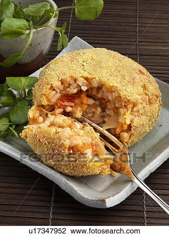 Stock Image - Vegetarian rice croquette. Fotosearch