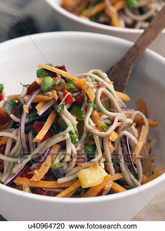 Vegetarian soba noodles View Large Photo Image Stock Image - Vegetarian soba noodles. Fotosearch