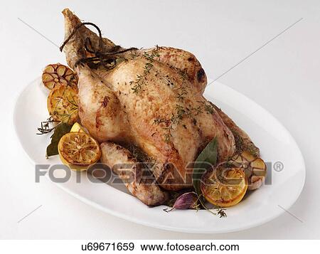 Stock Photo - Whole roast chicken. Fotosearch
