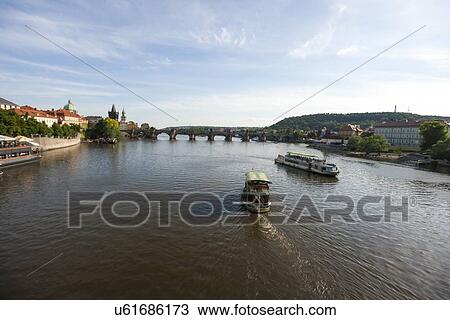 Boats on Vltava River in Prague, Prague, Czech Republic View Large Photo Image Stock Image - Boats on Vltava River in Prague, Prague, Czech Republic. Fotosearch