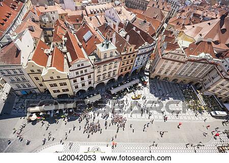 High angle view of Old Town Square in Prague, Czech Republic View Large Photo Image Stock Image - High angle view of Old Town Square in Prague, Czech Republic. Fotosearch