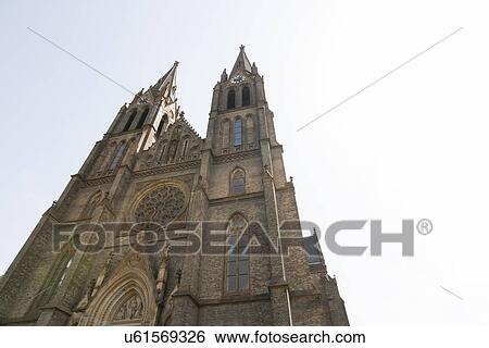 Stock Photograph - Low angle view of St. Vitus Cathedral, Prague, Czech Republic. Fotosearch