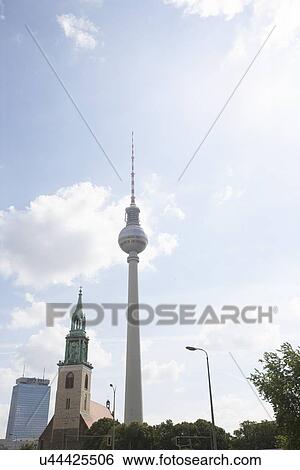 St. Mary's Church and TV Tower in Berlin, Germany, Europe View Large Photo Image Stock Photograph - St. Mary's Church and TV Tower in Berlin, Germany, Europe. Fotosearch