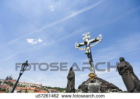 Statue of Jesus Christ on Charles Bridge, Prague, Czech Republic View Large Photo Image Stock Image - Statue of Jesus Christ on Charles Bridge, Prague, Czech Republic. Fotosearch