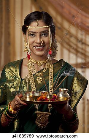 Beautiful Maharashtrian bride smiling View Large Photo Image Stock Photo - Beautiful Maharashtrian bride smiling . Fotosearch