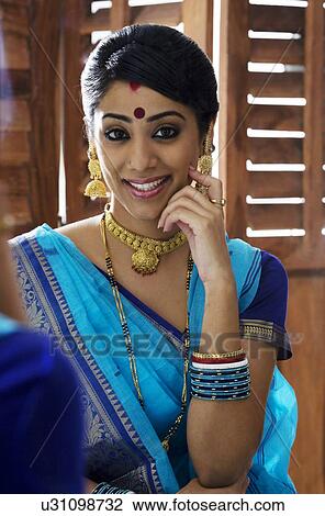 Stock Image - Portrait of a Bengali woman . Fotosearch