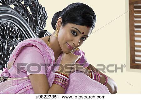 Stock Image - Portrait of a Bengali woman . Fotosearch