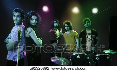 Stock Image - Portrait of a rock band . Fotosearch