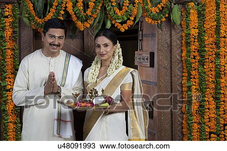 Stock Image - Portrait of a South Indian couple . Fotosearch