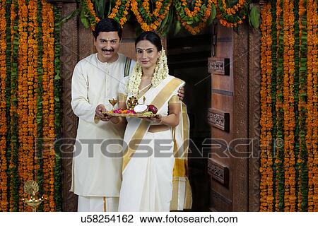 Stock Image - Portrait of a South Indian couple . Fotosearch