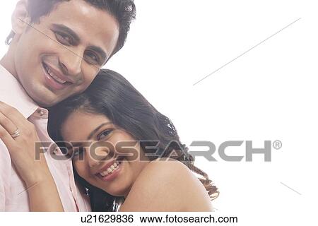 Portrait of couple smiling View Large Photo Image Stock Photograph - Portrait of couple smiling. Fotosearch