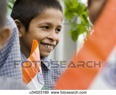 School boy with the Indian Flag View Large Photo Image Stock Photo - School boy with the Indian Flag . Fotosearch