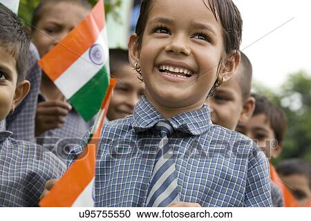 Stock Image - School girl celebrating Independence Day . Fotosearch