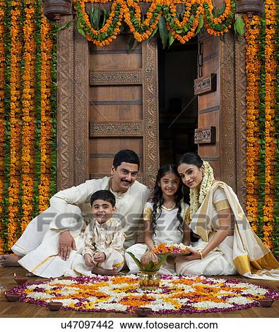 South Indian family with flower rangoli View Large Photo Image Stock Image - South Indian family with flower rangoli . Fotosearch