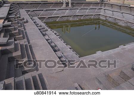 Picture - A stepped pond inside the palace complex . Fotosearch