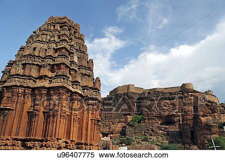 A temple built in red sandstone at Badami View Large Photo Image Stock Photography - A temple built in red sandstone at Badami . Fotosearch