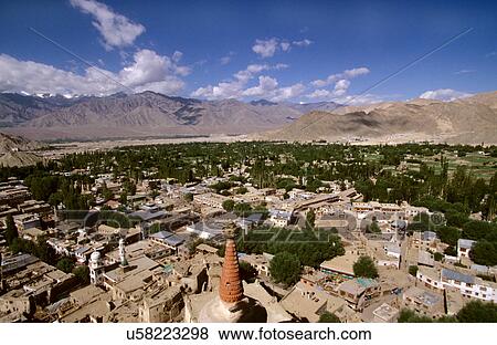 Stock Photo - Aerial view of the Leh city. Fotosearch