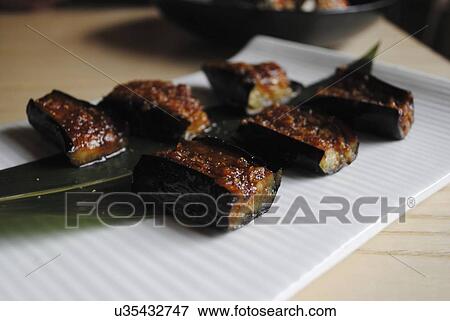 Aubergine with miso View Large Photo Image Stock Photo - Aubergine with miso . Fotosearch