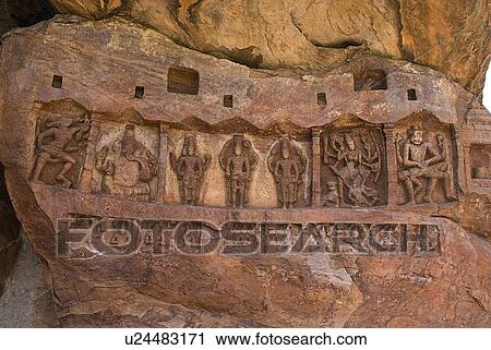 Bas relief on Badami Cave View Large Photo Image Stock Image - Bas relief on Badami Cave. Fotosearch