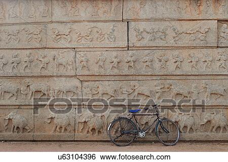 Bicycle leaning against the Hazara Rama View Large Photo Image Stock Photograph - Bicycle leaning against the Hazara Rama . Fotosearch