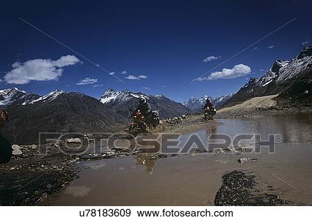 Bikers on the way to Spiti View Large Photo Image Stock Photo - Bikers on the way to Spiti. Fotosearch