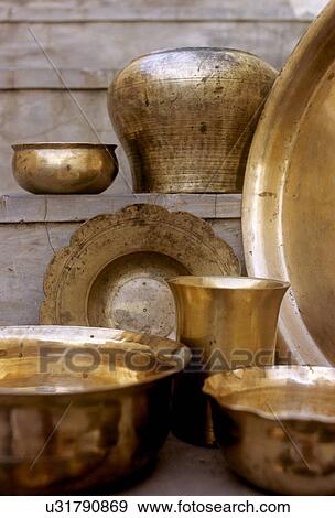 Brass vessels View Large Photo Image Stock Photo - Brass vessels. Fotosearch