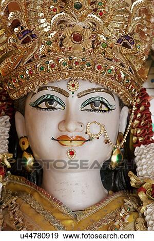 Close-up of Hindu goddess Devi View Large Photo Image Stock Photo - Close-up of Hindu goddess Devi . Fotosearch