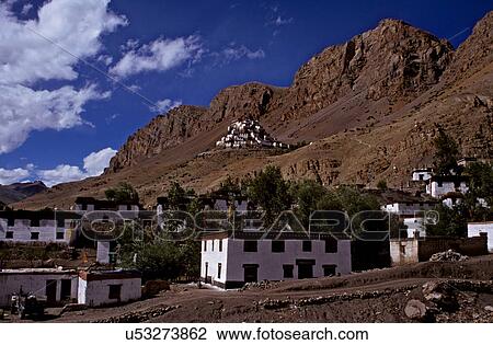 Dhankar village and monastery View Large Photo Image Stock Image - Dhankar village and monastery. Fotosearch