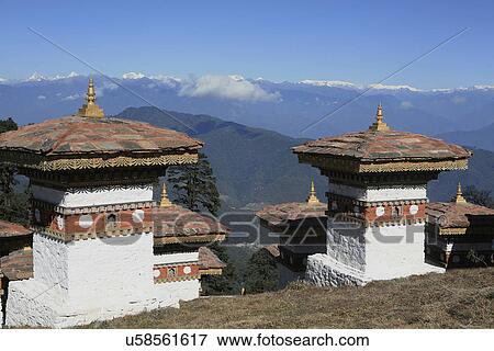 Stock Photo - Dochula Chortens. Fotosearch