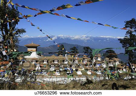 Dochula Chortens View Large Photo Image Stock Photograph - Dochula Chortens. Fotosearch