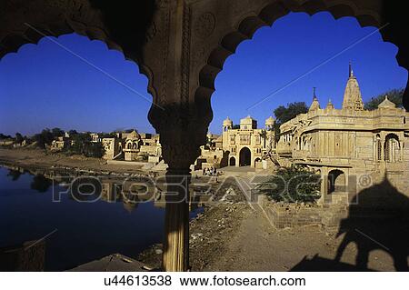 Gadi Sagar lake View Large Photo Image Stock Photo - Gadi Sagar lake. Fotosearch