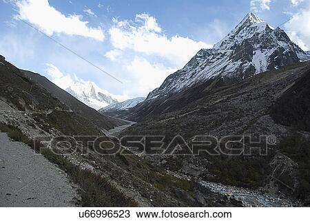 Stock Image - Gaumukh trekking trail. Fotosearch