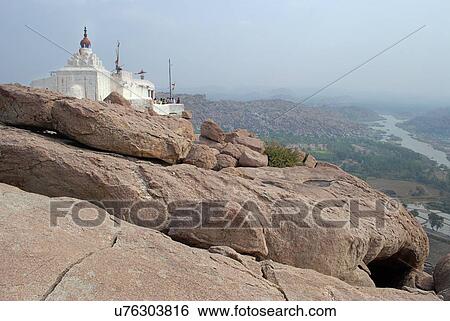 Stock Photograph - Hanuman Temple on top of Anjanadri Hill . Fotosearch