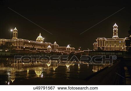 Stock Photo - Illuminated Rashtrapati Bhavan. Fotosearch