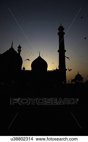 Picture - Jama Masjid at sunset. Fotosearch